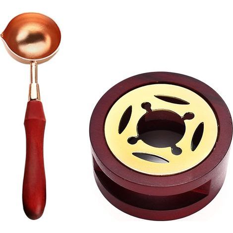 Hot Wax Seal Melting Kit, Wax Seal Melting Kit with Spoon, Wood Hot Wax Seal with Spoon, Suitable for Making Wedding/Party/Holiday Invitations