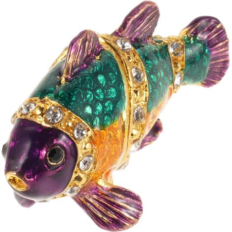 Fish Jewelry Box, Zinc Alloy Ring Holder, Purple, Vintage Decorative Figurine, Portable, for Storage and Home Decoration (1/5)