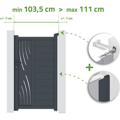 Tor in der Breite verstellbar 1m VELETA H.180cm grau Aluminium