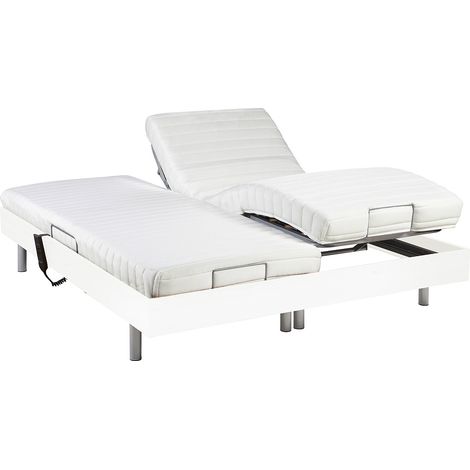 Lit électrique de relaxation tout plots + matelas latex - 2 x 90 x 200 cm - Blanc - CASSIOPEE III de YSMÉE