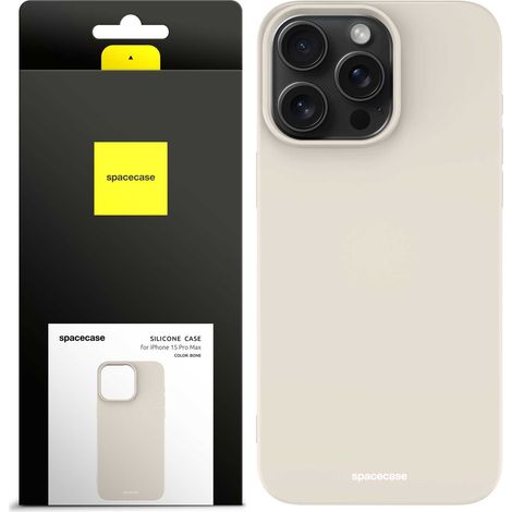 Funda de silicona Spacecase para iPhone 15 Pro Max color hueso (1/5)