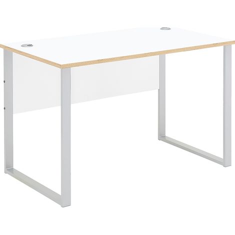 Schreibtisch 120x73cm, weiß mit Eiche, MANRESA-36 (1/4)