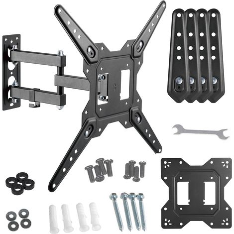 Support Mural TV QLED OLED LCD LED Support Mural pour téléviseur Plasma 23-55", Charge maximale jusqu'à 30 kg, inclinable, VESA de 100x100 à 400x400 (1/5)