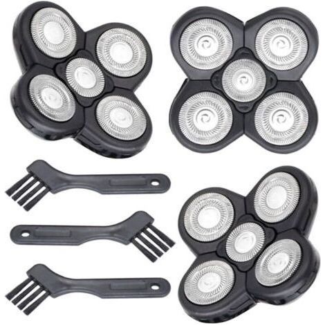 Adapté à Lot de 3 lames de rechange pour kit de rasage Freedom Head, 5 têtes de rechange pour rasoirs pour hommes chauves, lames de rechange pour rasoirs électriques, 3 brosses