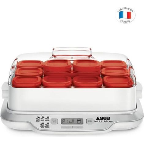 SEB YG661500 Yaourtiere Multidélices Express 12 pots 140 ml, Sans BPA, Yaourts et desserts lactés faits maison, 5 programmes auto (1/5)
