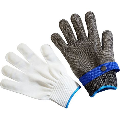 Lot de 2 gants de travail anti-coupures et anti-rayures, avec boucle ajustable, pour la protection des mains, 23,5 cm / 9,3 pouces, gris. (1/5)