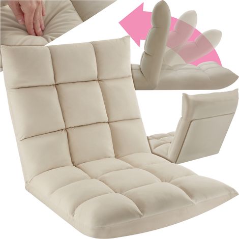 Fauteuil relax 2 en 1 velours réglable 14 positions beige (1/5)