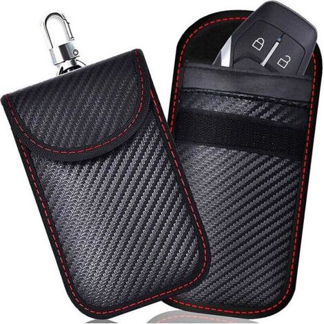 Etui Anti RFID Clé Voiture Signal Blocage Faraday Pochette Sac, Lot de 2 Pochettes Blocage Signal RFID pour Clé Voiture, Étui de Protection Anti RFID en Fibre de Carbone, (1/4)