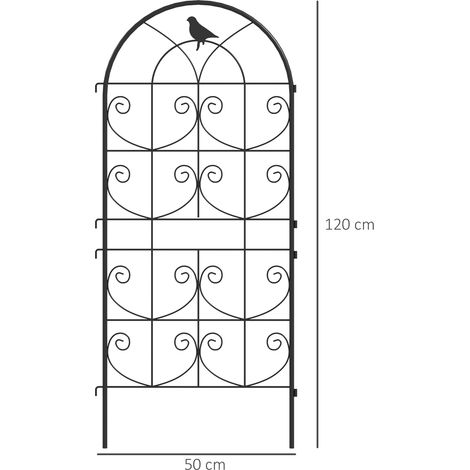 Ensemble de 2 treillis métalliques antirouille, motif oiseau, pour plantes grimpantes, 50 x 120 cm, espalier pour plantes d'intérieur, treillis pour tomates, fleurs, plantes grimpantes, noir (1/5)