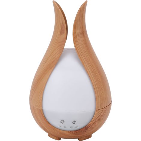 Humidificateur d'air imitation bois 200 ml avec veilleuse LED colorée, diffuseur d'huiles essentielles et télécommande. Prise UE 100-240 V.