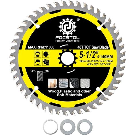 Lame de scie circulaire 140mm 48 dents pour bois, plastique et matériaux tendres (1/5)
