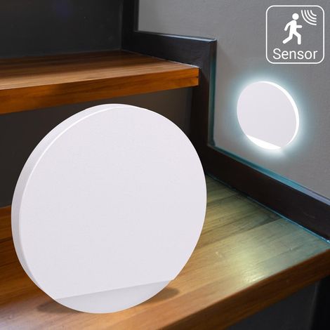 LED Treppenleuchten mit Bewegungsmelder rund weiß 1,5W - Lichtfarbe: Kaltweiß - Lichtaustritt: Orbis (1/5)