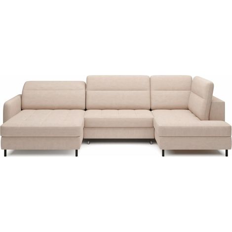 Divano ad angolo convertibile BERTHO 306 cm crema beige - Angolo sinistro con contenitore (1/5)