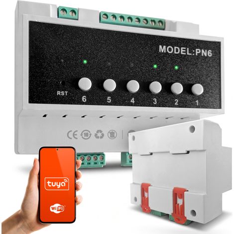 Contrôleur de relais électrique 6 canaux 16 A 230 V Maison connectée WiFi Tuya (1/5)