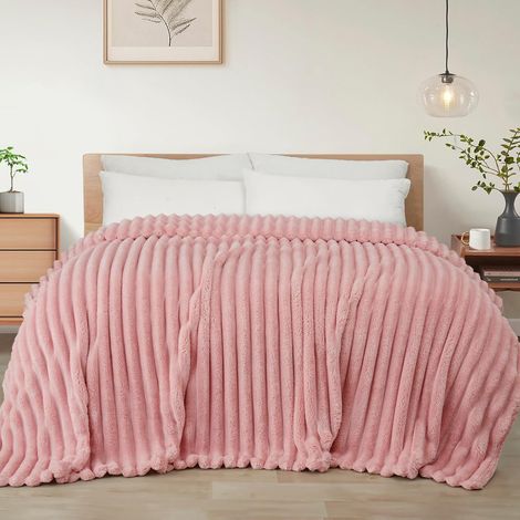 Mezcla Couverture Plaid à Rayures, 220 x 240 CM, Rose Chair (1/5)