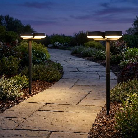 Stecklampe Wegleuchte Garten Außenleuchte Wand Erdspieß Solarleuchte Bewegungsmelder Akku, schwarz opal, 1x LED, DxH 23x10,3x55 cm, 2er Set