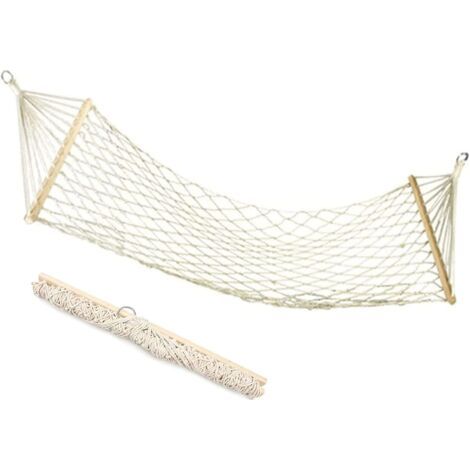 Chaise longue de camping en plein air, hamac tissé de 200 x 80 cm, ultra respirant, anti-balancement, idéal pour intérieur/extérieur, jardin, camping, plage, capacité maximale de charge de 200 kg (1/5)