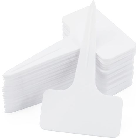 Confezione da 100 etichette per piante in plastica di alta qualità - 100 bianche - Etichette per piante scrivibili - Resistenti alle intemperie - Per verdure, erbe aromatiche, fiori