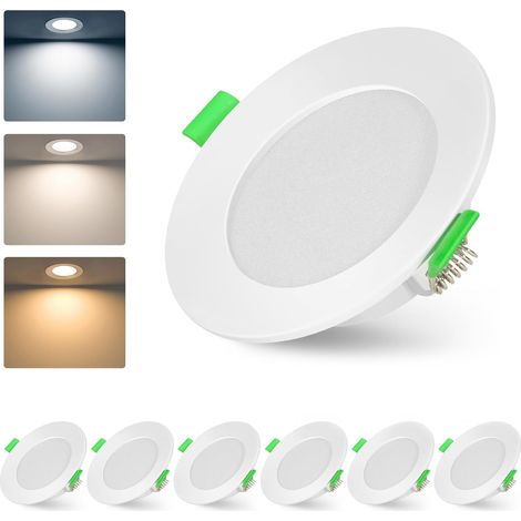 Spot encastrable LED 230V Dimmable 7W 700LM IP44 Spots de Plafond Extra Plat 75-90mm Blanc Chaud 2700K Blanc Neutre 4500K Blanc Blanc Froid 6000K Lot de 6 Pièces (1/5)