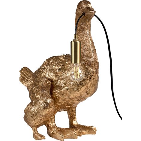 Lampada da tavolo a tema animale Luce da comodino a forma di anatra Lampada da lettura per la camera da letto Oro Daffy