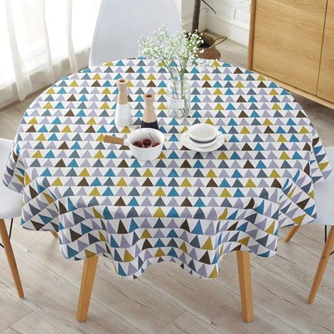 (Triangle) Nappe ronde de style nordique simple de 120 cm, idéale pour les tables rondes. (1/5)