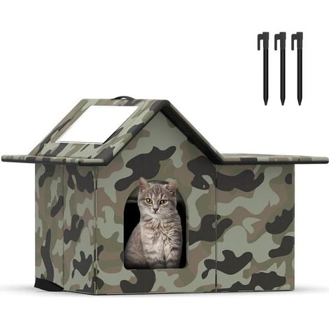 KLVGTIFS PU - Niche pour Chat Exterieur, Cabane Chat Exterieur Facile à Laver, Résistance à La Chaleur et au Froid, Niche D'extérieur pour Chats (1/5)