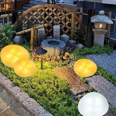 lampe solaire galet lumineux imitation pierre multicolore rgb pour jardin pelouse exterieur lampe d ambiance paysagere 14 5x8 cm (1/4)