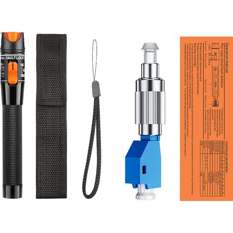 Stylo testeur de fibre optique à lumière rouge 30 km 30 MW avec adaptateur FC mâle vers LC femelle (1/5)