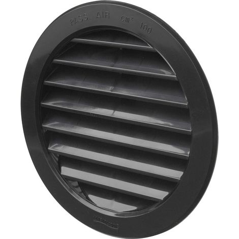 La Ventilazione T12RN Grille de ventilation ronde en plastique a encastrer, noire, diametre 150 mm (1/5)