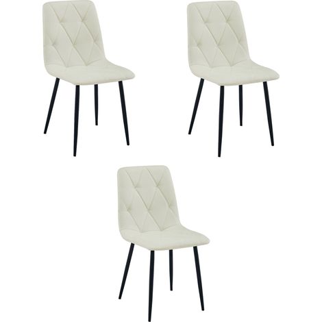 Chaise Libra - tissu beige / pieds noirs x 3 (1/5)