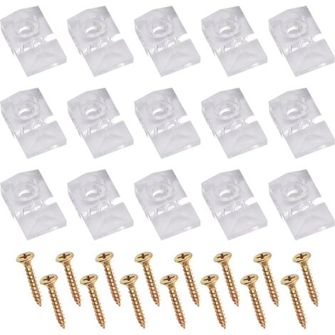 Lot de 20 clips de montage en plastique transparent pour miroir mural sans cadre avec 20 vis pour fixer le miroir