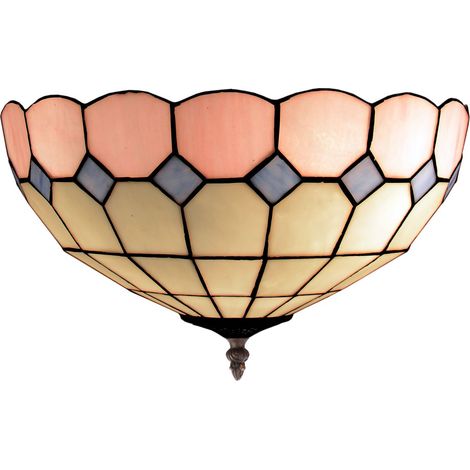Plafonnier fixé au plafond avec abat-jour Tiffany diamètre 40cm Série Rose