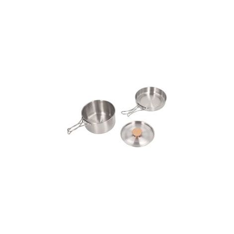 Ensemble de casseroles et poêles en acier inoxydable 304, batterie de cuisine portable pour le camping, avec sac de rangement pour la randonnée et le trekking. (1/5)