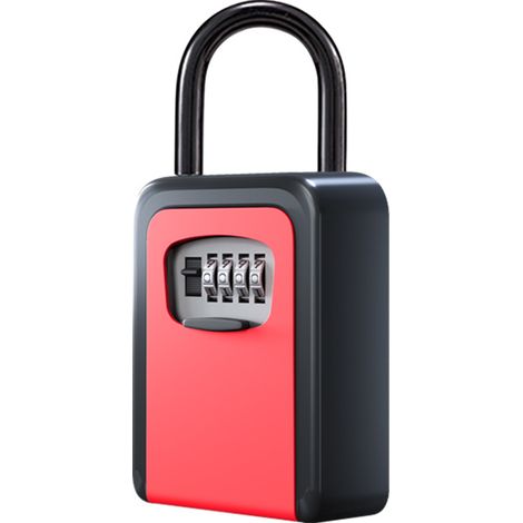 Cassetta portachiavi, cassetta portachiavi da parete con codice a 4 cifre, cassetta portachiavi resistente alle intemperie, per casa, garage, rossa