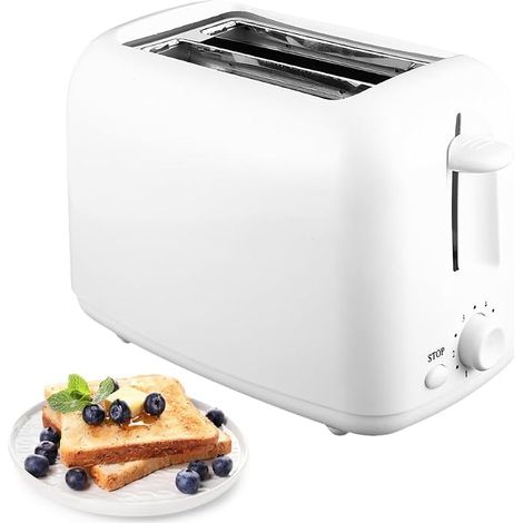 Ce grille-pain à double fente est doté d'une fente extra-large pour les bagels et les pains épais, de 6 niveaux de grillage, d'un tiroir ramasse-miettes amovible et d'un bouton d'annulation. (1/5)