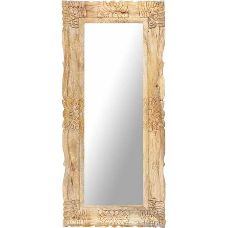 Miroir-Miroir décoratif 110x50 cm Bois de manguier massif 829502 (1/5)