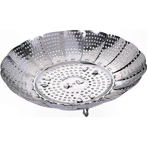 Zusammenklappbarer Dampfgareinsatz mit 4 Edelstahlfüßen, verstellbarer Durchmesser von 14 bis 23 cm für die gesunde Zubereitung von Gemüse und Speisen (1/5)