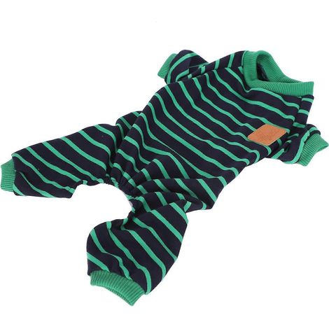 Pyjama pour animaux de compagnie, vêtements en tricot doux, combinaison confortable de 120 cm à rayures vertes pour chiens, chiots et chats, taille XL (1/2)