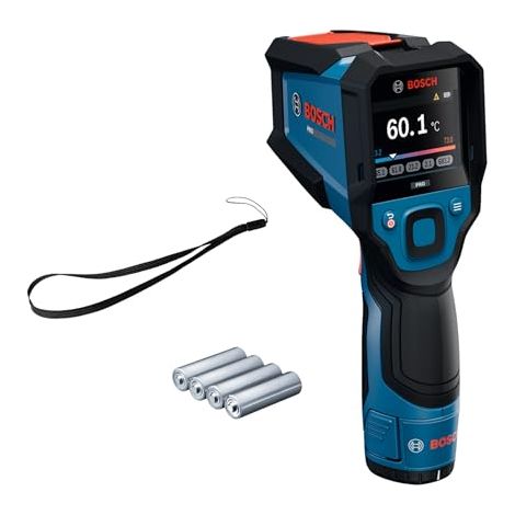Bosch PRO Termómetro Infrarrojo GIS12V‑700‑14 (gran pantalla gráfica, protección IP54, resistencia a caídas de 2 m, doble alimentación, incl. adaptador de batería y pilas AA)