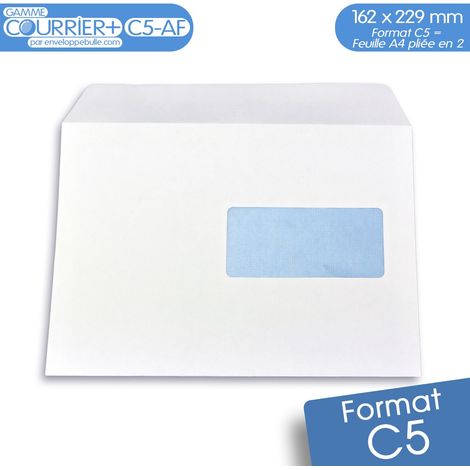 Lot de 50 Enveloppes blanches C5 avec fenêtre - gamme Courrier+