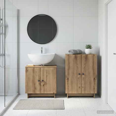vidaXL 2 Piece Bathroom Cabinet Set EDE Artisan Oak Engineered Wood (1/5)