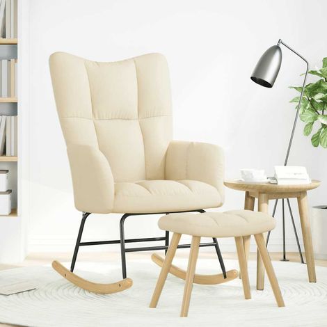 Chaise à bascule,Chaise de relaxation avec repose-pied Crème Tissu CFW61765 (1/5)