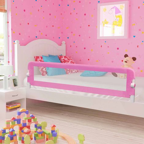 Barandilla de seguridad cama de niño poliéster rosa 180x42 cm vidaXL