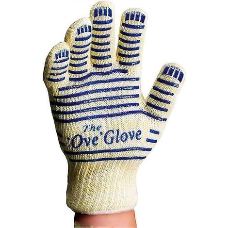 Presine con manici da forno, ideali per cucina e barbecue, resistenti al calore fino a 540 °C, beige-blu, 26 x 15,6 cm (1/5)