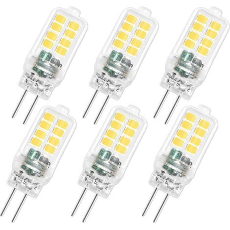 G4 12V 3W LED Bulb, Non-Dimmable, 16SMD 300LM Cool White 6000K, Equivalent to 25W G4 Halogen Bulb, G4 LED Bulb for Chandeliers, Landscape Lighting, Cabinet Lighting, Bedroom, Pack of 6 (1/5)