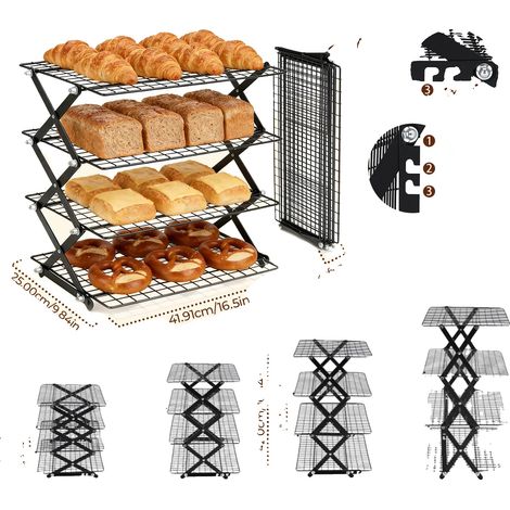 Grille de Refroidissement, Design Pliable, Quatre Couches, noir (1/2)