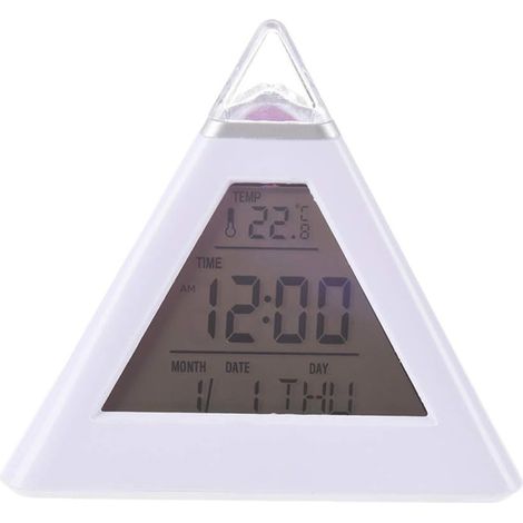 Réveil Pour Enfants - Horloge Led Numérique En Forme De Pyramide, Changement De 7 Couleurs, écran Clair Rétro-éclairé Et Fonction Snooze (1/5)