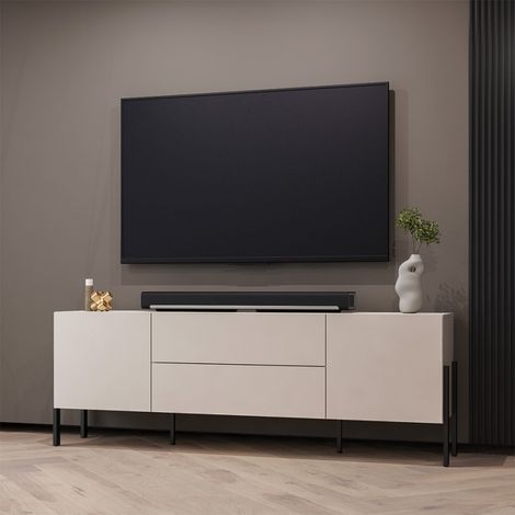 Mobile TV 2 ante 2 cassetti Bérénice cashmere e nero 204cm (1/5)