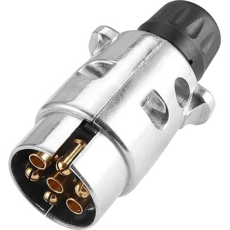 Prise de Remorque Mâle 7 Broches Métal, Connecteur Electrique 7 Broches Etanche pour Remorque 12V (1/5)