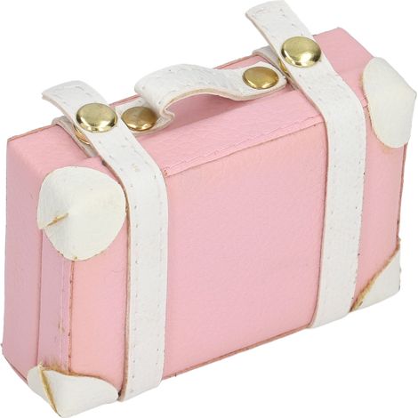 Valise miniature en métal pour maison de poupée à l'échelle 1:6 (7,6 x 5 x 2,5 cm), rose. (1/5)